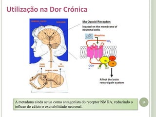 Utilização Terapia de substituição em heroinómanosA Heroína...A heroína é um agonista dos receptores opióides, sobretudo do subtipo µ.O mecanismo de prazer e bem-estar é devido a uma interferência nas vias dopaminérgicasmeso-límbicas e meso-corticais. dependência física e psicológica