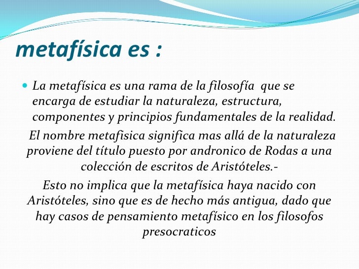 Metafísica Metafísica
