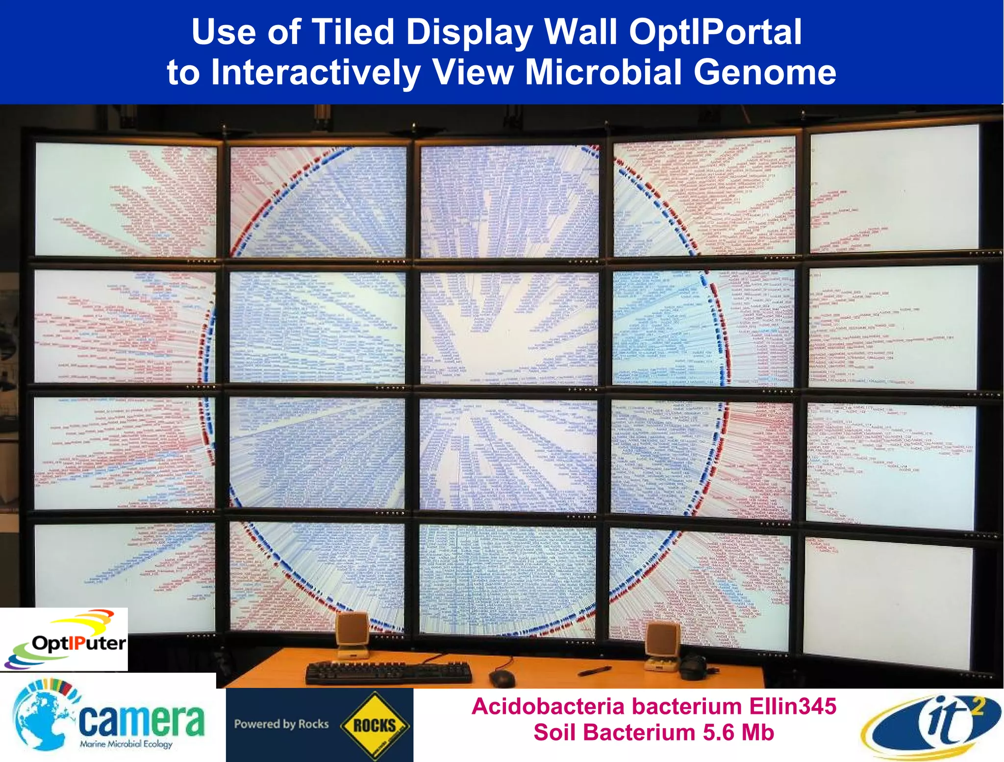 Use of Tiled Display Wall OptIPortal  to Interactively View Microbial Genome Acidobacteria bacterium Ellin345 Soil Bacterium 5.6 Mb 