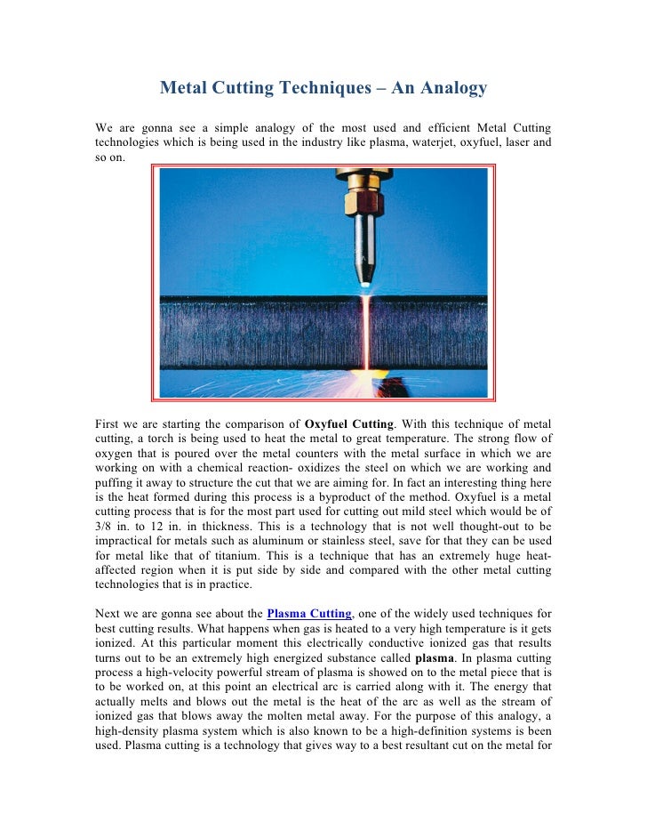 Metal cuttingtechniquesananalogy
