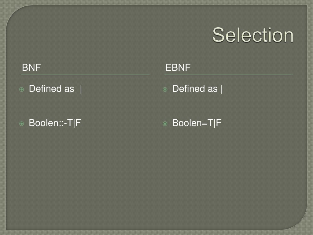Meta Languages Bnf Ebnf Student Version