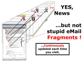 N E W N E W N E W N E W YES, News … but not stupid eMail  Fragments ! … Continuously  updated each time you visit. 