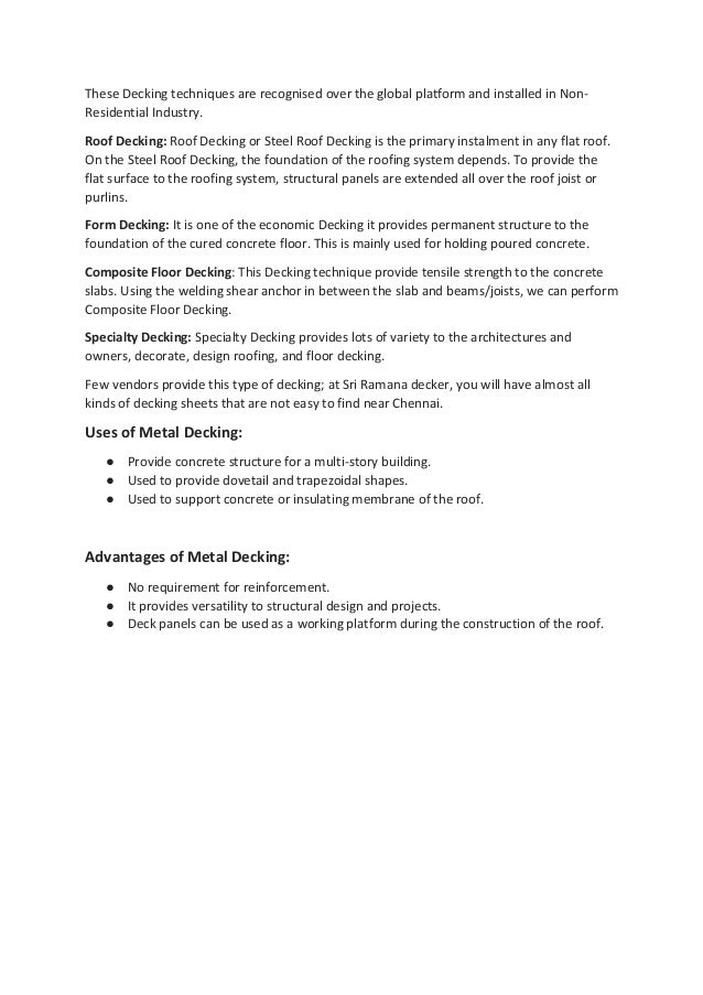 Best Decking Sheet in Coimbatore, Chennai Metal Sheets Suppliers