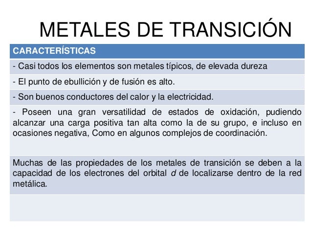 Metales de transiciond