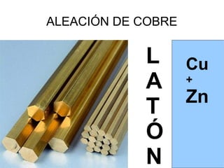 ALEACIÓN DE COBRE


            L Cu
            A +
              Zn
            T
            Ó
            N
 