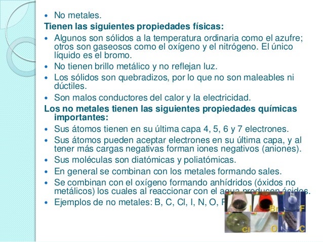 Metales, no metales y gases nobles