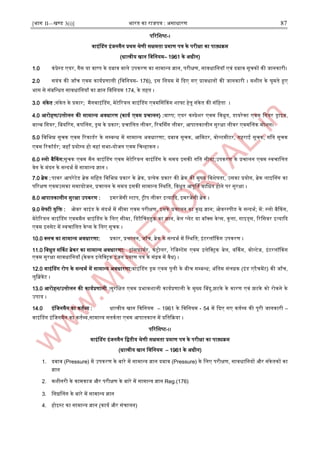 [भाग II—खण्ड 3(i)] भारत का राजपत्र : ऄसाधारण 87
पररजिष्ट-।
वाआंनडग आंजनमैन प्रथम श्रेणी सक्षमता प्रमाण पत्र के परीक्षा का पाठ्यक्रम
(धात्वीय खान जवजनयम– 1961 के ऄधीन)
1.0 कंप्रेस्ट्ड एयर, गैस या वाष्प के दबाव वाले ईपकरण का सामान्द्य ज्ञान, परीक्षण, सावधाजनयॉं एवं दबाव सूचकों की जानकारी।
2.0 सयंत्र की जाूँच एवम कायाप्रणाली (जवजनयम- 176), आस जनयम में ददए गए प्रावधानों की जानकारी । मिीन के घूमते हुए
भाग से संबजन्द्धत सावधाजनयाूँ का ज्ञान जवजनयम 174, के तहत ।
3.0 संकेत :संकेत के प्रकार; मैनवाआंनडग, मेटेररयल वाआंनडग एवमनसककग िाफ्ट हेतू संकेत की संजहता ।
4.0 अरोहण/ईत्तोलन की सामान्द्य ऄवधारण (काया एवम प्रचालन) :वाष्प; एयर कम्पप्रेिर एवम जवधुत, डायरेक्ट एवम जगयर िाआव,
बाल्ब जगयर, जबयररग, कपनलग, िम के प्रकार; प्रचाजलत लीवर, ररवर्थसग लीवर, अपातकालीन सुरक्षा लीवर एवमनलक मोिन।
5.0 जवजभन्न सूचक एवम ररकाडार के सम्पबन्द्ध में सामान्द्य ऄवधारणा; दबाव सूचक, अजमटर, वोल्टमीटर, गहराइ सूचक, गजत सूचक
एवम ररकॉडार; जहाूँ प्रयोग्य हो वहां सभा-योजन एवम जचन्द्हाकन ।
6.0 स्ट्लो बैककग:सूचक एवम मैन वाआंनडग एवम मेटेररयल वाआंनडग के समय आसकी गजत सीमा;ईपकरण के प्रचालन एवम स्ट्वचाजलत
वेग के मंदन के सन्द्दभा में सामान्द्य ज्ञान ।
7.0 ब्रेक : पावर अपरेटेड ब्रेक सजहत जवजभन्न प्रकार के ब्रेक, प्रत्येक प्रकार की ब्रेक की मुख्य जविेर्ता, ईसका प्रयोग, ब्रेक लाआननग का
पररक्षण एवमईसका समायोजन, प्रचालन के समय आसकी सामान्द्य जस्ट्थजत, जवधुत अपूर्णत वाजधत होने पर सुरक्षा ।
8.0 अपातकालीन सुरक्षा ईपकरण : आमरजेंसी स्ट्टाप, रीप लीवर आत्यादद, आमरजेंसी ब्रेक ।
9.0 सेफ्टी युजि : ओवर वाआंड के संदभा में सीमा एवम परीक्षण, आसके प्रचालन का कुछ ज्ञान; ओवरस्ट्पीड के सन्द्दभा; में: स्ट्लो बैककग,
मेटेररयल वाआंनडग एवममैन वाआंनडग के जलए सीमा, जडटैनचगहुक़ का ज्ञान, बेल प्लेट या बॉक्स केप्स, कुत्ता, गाआड्स, ररजसवर आत्यादद
एवम आनसेट में स्ट्वचाजलत केप्स के जलए सूचक ।
10.0 क्लच का सामान्द्य ऄवधारणा: प्रकार, प्रचालन, जाूँच, ब्रेक के सन्द्दभा में जस्ट्थजत; आंटरलॉककग ईपकरण ।
11.0 जवधुत सर्दकट ब्रेकर का सामान्द्य ऄवधारणा: रांसफामार, कंरोलर, रेजजस्ट्टेंस एवम आलेजक्रक बेल, वर्ककग, वोल्टेज, आंटरलॉककग
एवम सुरक्षा सावधाजनयाूँ (केवल आलेजक्रक आंजन प्रमाण पत्र के संरव में वैध) ।
12.0 वाआंनडग रोप के सन्द्दभा में सामान्द्य ऄवधारणा:वाआंनडग िम एवम पुली के बीच सम्पबन्द्ध; ऄंजतम संलिक (आंड एटैचमेंट) की जाूँच,
लुजब्रकेंट ।
13.0 अरोहन/ईत्तोलन की कायाप्रणाली :सुरजक्षत एवम प्रभाविाली कायाप्रणाली के मुख्य नबदु,झटके के कारण एवं झटके को रोकने के
ईपाय ।
14.0 आंजजनमैन का कताब्य : धात्वीय खान जवजनयम – 1961 के जवजनयम - 54 में ददए गए कताव्य की पूरी जानकारी –
वाआंनडग आंजजनमैन का कताव्य,सामान्द्य सतकाता एवम अपातकाल में प्रजतदक्रया ।
पररजिष्ट-।।
वाआंनडग आंजनमैन जद्वतीय श्रेणी सक्षमता प्रमाण पत्र के परीक्षा का पाठ्यक्रम
(धात्वीय खान जवजनयम – 1961 के ऄधीन)
1. दबाव (Pressure) में ईपकरण के बारे में सामान्द्य ज्ञान दबाव (Pressure) के जलए परीक्षण, सावधाजनयों और संकेतकों का
ज्ञान
2. मिीनरी के कामकाज और परीक्षण के बारे में सामान्द्य ज्ञान Reg.(176)
3. जसिनलग के बारे में सामान्द्य ज्ञान
4. होआस्ट्ट का सामान्द्य ज्ञान )
काया और संचालन
(
 