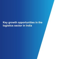 The size of the Indian warehousing industry is currently 
pegged at ~USD 11 Bn and is growing at over 10% annually 
1,600 
Warehousing capacity (in Mn Sq. Ft.) Current warehouse industry size with sub segments in FY13 
1,722 
1,852 
1,993 
2,500 
2,000 
1,500 
1,000 
500 
0 
2011-12 2012-13 2013-14 2014-15 
Source: CRISIL report on warehousing Source: CRISIL report on warehousing 
16% 
14% 
55% 
 Traditionally, warehouses in India were “godowns”, gradually they are evolving into modern setups 
 By 2015, the share of organized sector of the warehousing industry is estimated to reach 15% from 
the current 9% indicating immense potential for foreign players 
 This demand shall be driven by a combination of growing GDP, maturing industry segments, GST 
implementation, rising external trade and share of organized retail 
15% 
Agri 
CFS/ICD 
Industrial/retail 
Cold Store 
Total Market Size: ~USD 11Bn 
 