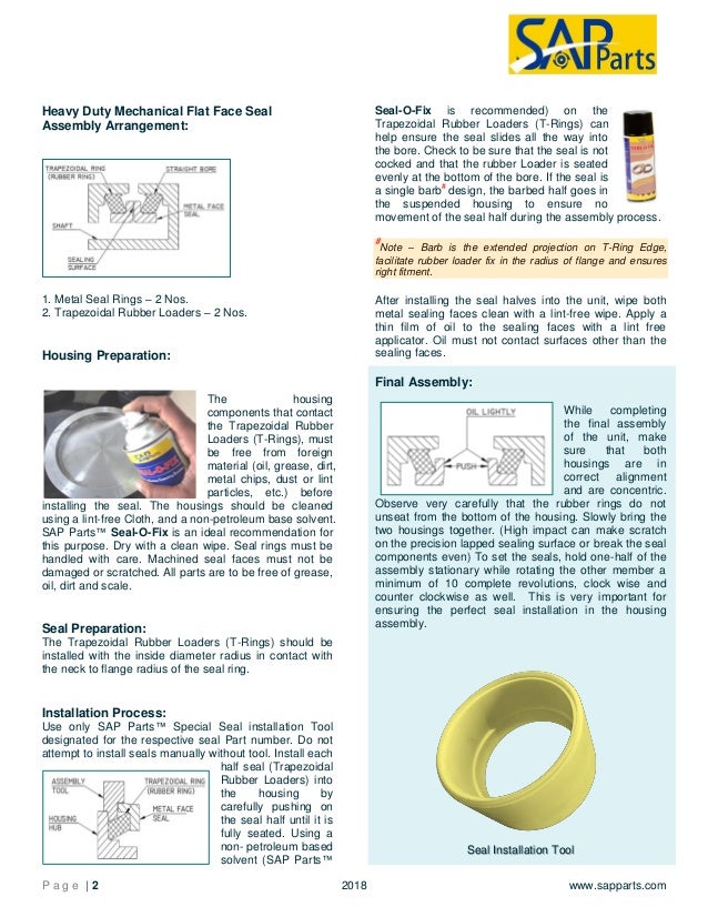 Metal face seals Type Installation Guidelines