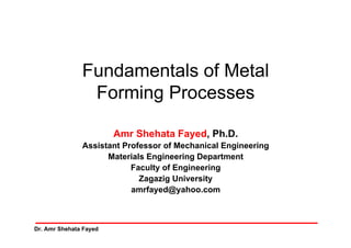 Amr Shehata Fayed, Ph.D.
               Assistant Professor of Mechanical Engineering
                     Materials Engineering Department
                           Faculty of Engineering
                             Zagazig University
                           amrfayed@yahoo.com



Dr. Amr Shehata Fayed
 