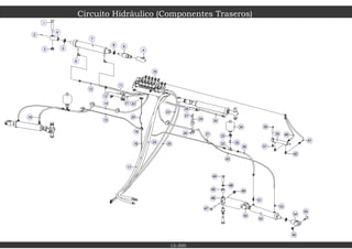 6
13
16
28
4
22
2
3
4
1
5
12
15
56
14
7
8
18
9
49
19
11
10
20
21
46
30
45
48
31
23
44
50
26
43
24 25
29
17
32
47
52
51
27
35
33
55
36
53
34
54
40
41
37
42
39
38
13-300
Circuito Hidráulico (Componentes Traseros)
 