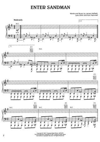 Metallica enter sandman partitura piano