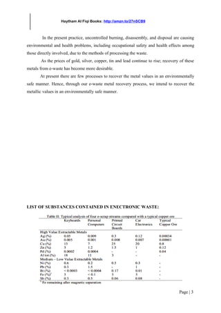 RECOVERY OF METALS FROM ELECTRONIC WASTE (e-scrap). | DOC