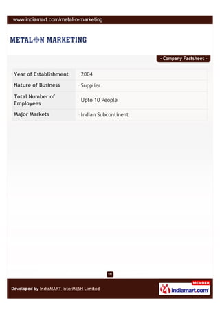 - Company Factsheet -


Year of Establishment   2004

Nature of Business      Supplier

Total Number of
                  ...