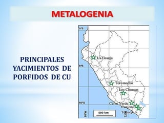 PRINCIPALES
YACIMIENTOS DE
PORFIDOS DE CU
 