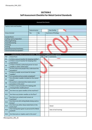Metalcore Checklist metal_policy_in_apparel_industry_rgm_vendor | PDF