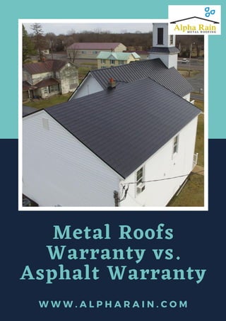 Metal Roofs
Warranty vs.
Asphalt Warranty
W W W . A L P H A R A I N . C O M
 