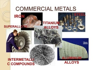 COMMERCIAL METALSSTEELIRONTITANIUM ALLOYSSUPERALLOYSALUMINUM ALLOYSINTERMETALLIC COMPOUNDS