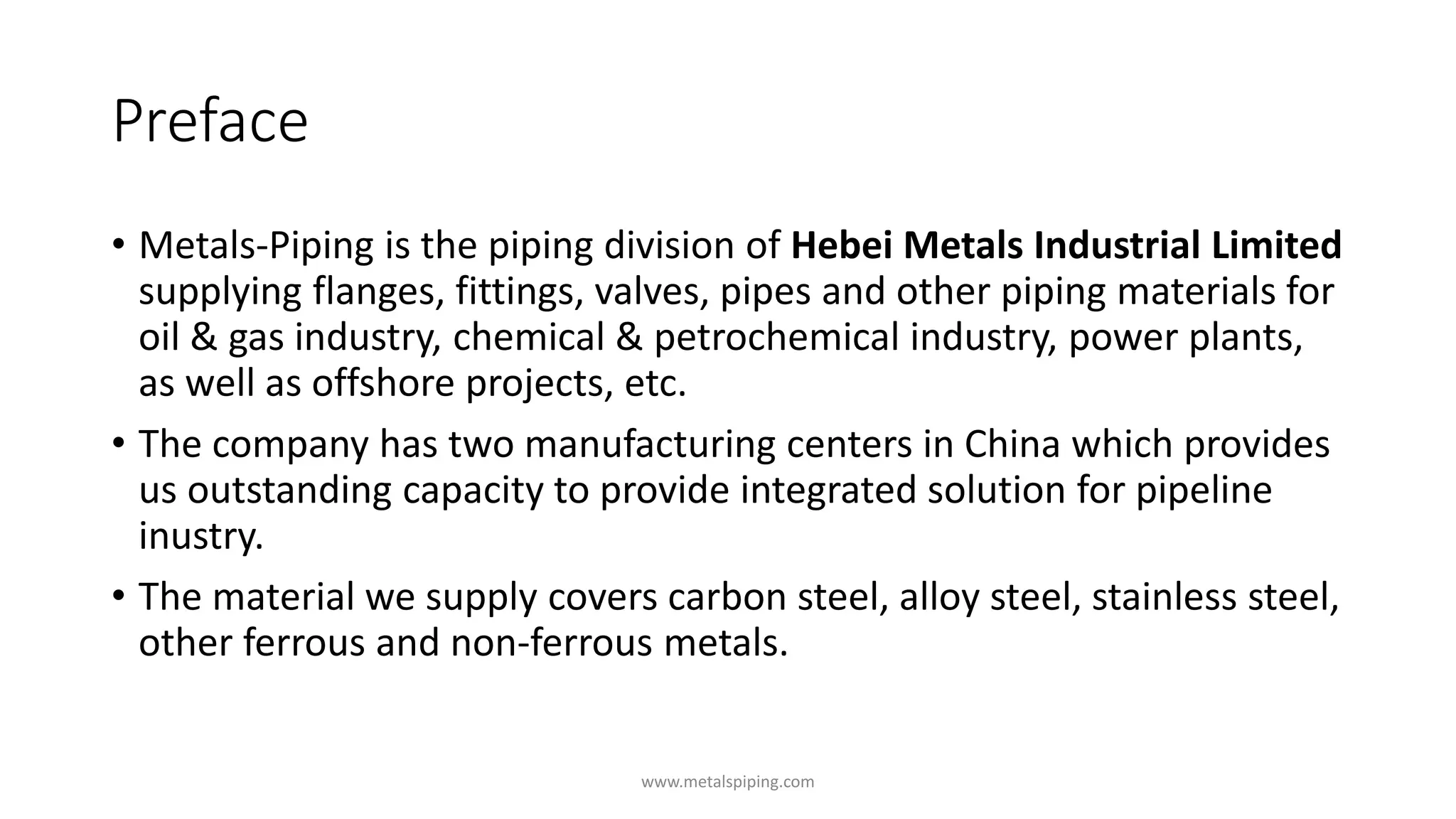 Metals piping-intruduction-supplier-of-pipe-fittings-valve-flange | PPT