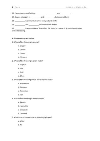 CBSE - Grade 8 - Science - Chemistry - Metals and Non Metals ...