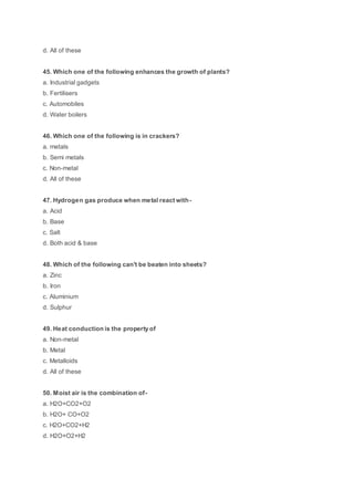 Metals and non metals mcq (1)