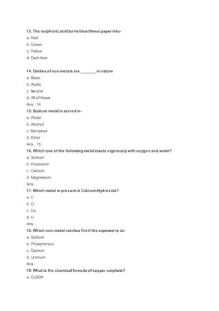 Metals and non metals mcq (1)
