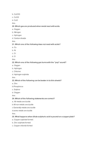 Metals and non metals mcq (1)
