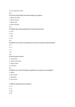 Metals and non metals mcq (1)
