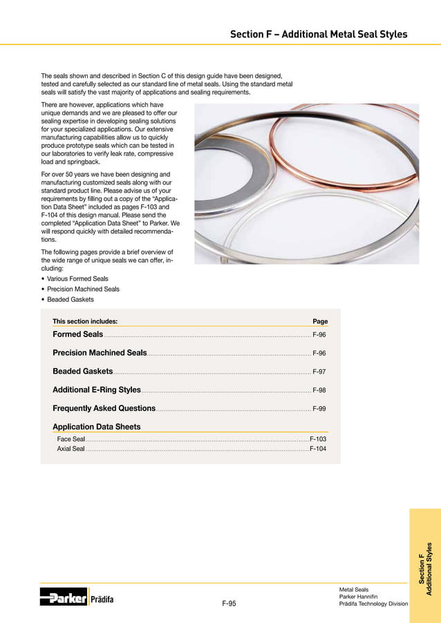 Metal seal design guide metric ; Parker PDF