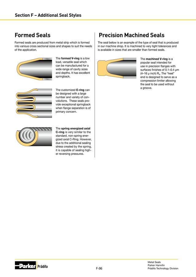 Metal seal design guide metric ; Parker PDF
