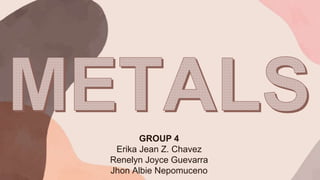 GROUP 4
Erika Jean Z. Chavez
Renelyn Joyce Guevarra
Jhon Albie Nepomuceno
 