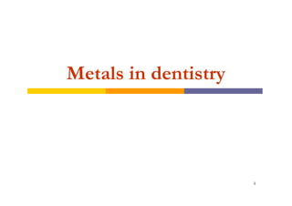 1
Metals in dentistry
 