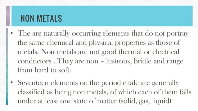 Metals Non Metals Gases