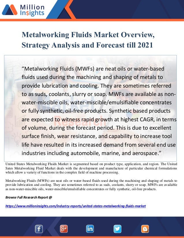 Metalworking fluids market overview, strategy analysis and forecast