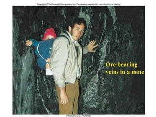 Ore-bearing
veins in a mine
 