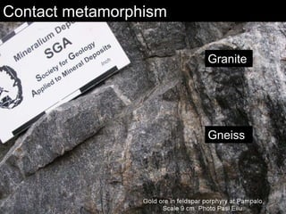 Heat and pressureHeat increases with increasing pressure.  This means that areas of mountain building (continental vs continental convergent plates) are hotter due to greater pressure.