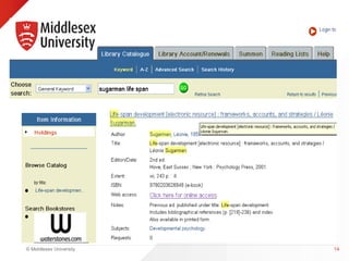 © Middlesex University 14 
 