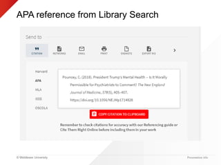 © Middlesex University
APA reference from Library Search
Presentation title
 