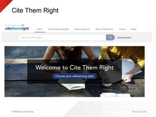© Middlesex University
Cite Them Right
Presentation title
 