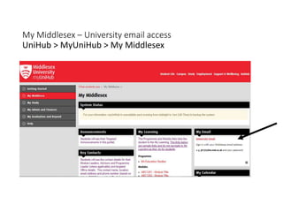 My Middlesex – University email access
UniHub > MyUniHub > My Middlesex
 