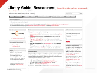 © Middlesex University
Library Guide: Researchers https://libguides.mdx.ac.uk/research
57
 