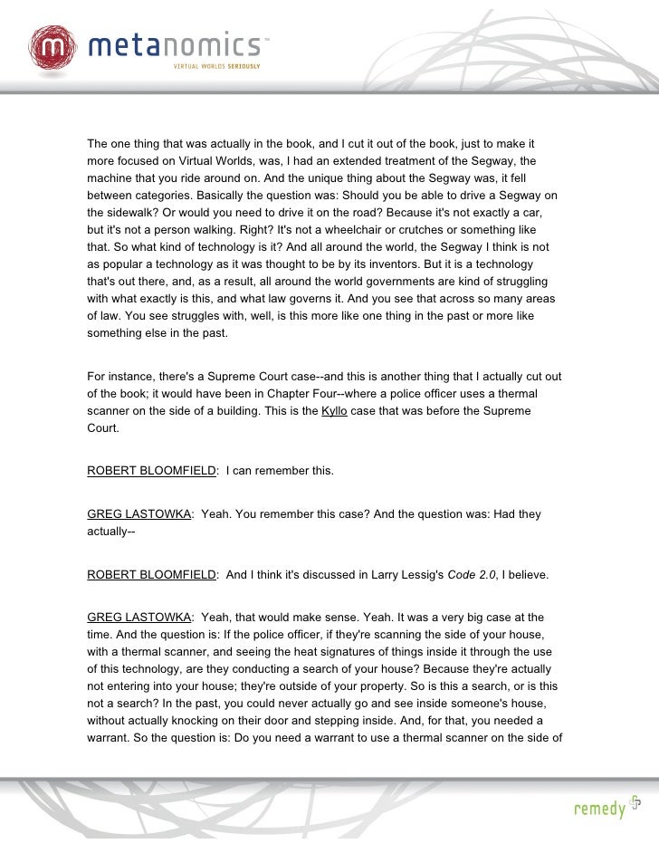 Metanomics Virtual Justice, the New Laws of Virtual Worlds