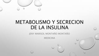 METABOLISMO Y SECRECION
DE LA INSULINA
JENY MARISOL MONTAÑO MONTAÑO
MEDICINA
 