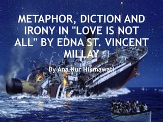 METAPHOR, DICTION AND
IRONY IN "LOVE IS NOT
ALL" BY EDNA ST. VINCENT
MILLAY
By Ana Nur Hikmawati
 