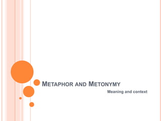 METAPHOR AND METONYMY
Meaning and context
 