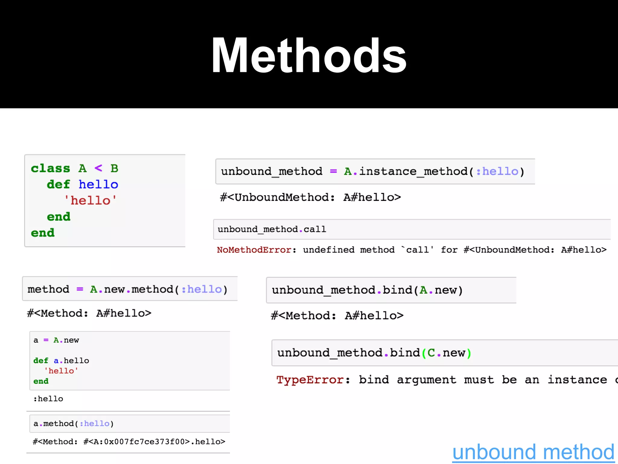 Methods
unbound method
 