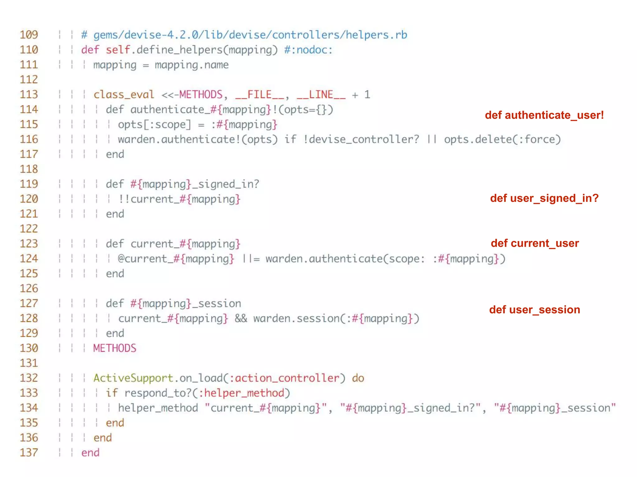 def current_user
def user_signed_in?
def authenticate_user!
def user_session
 