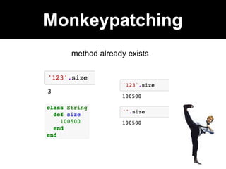method already exists
Monkeypatching
 