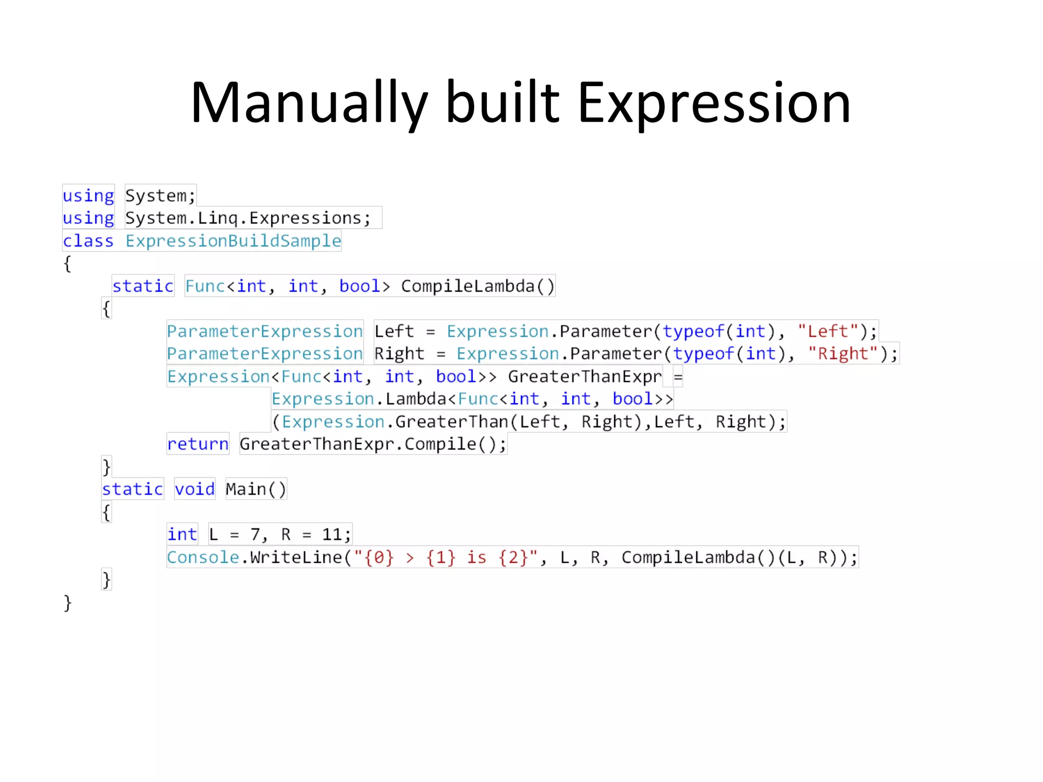 Manually built Expression
 