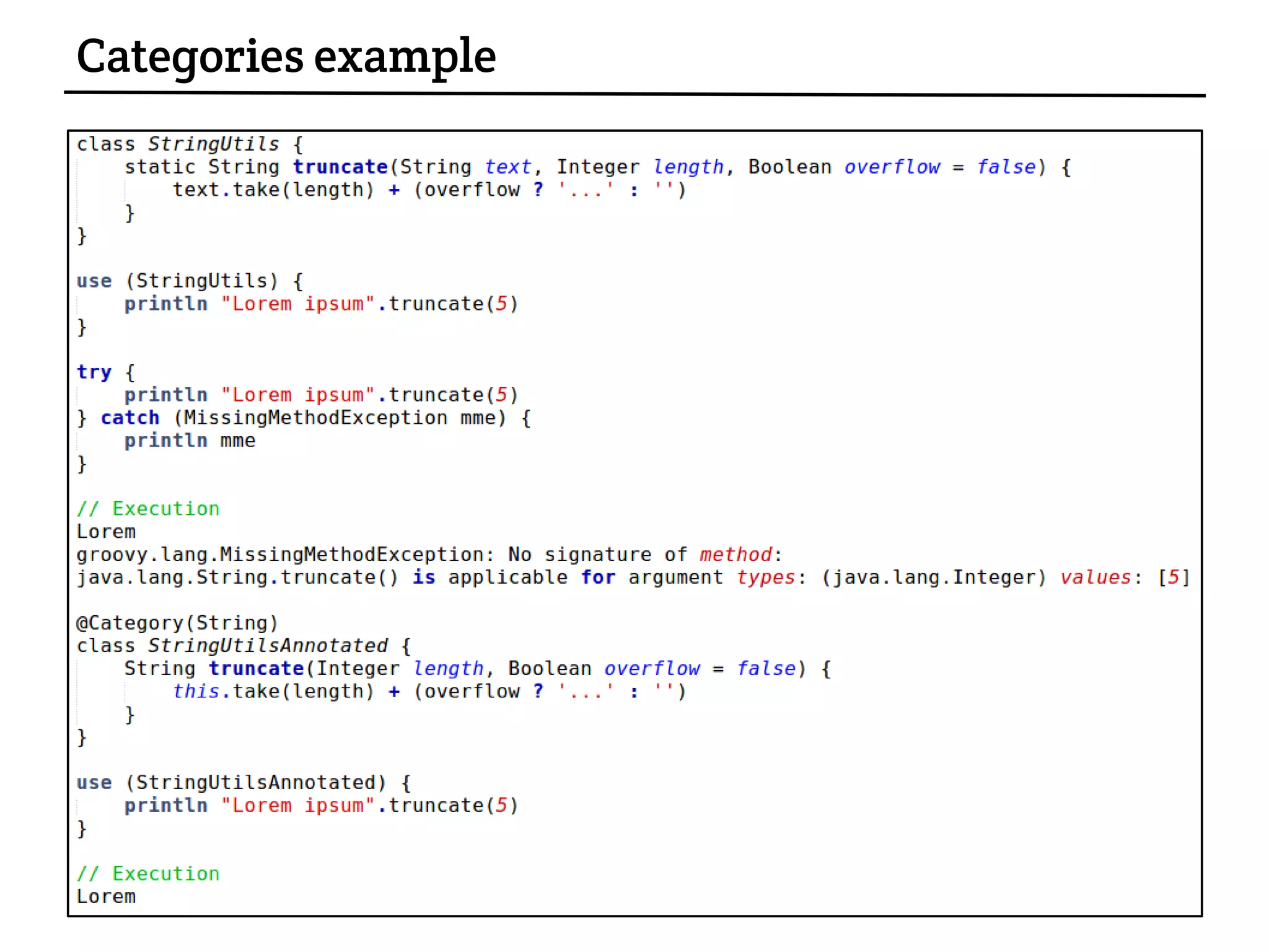 Categories example
 